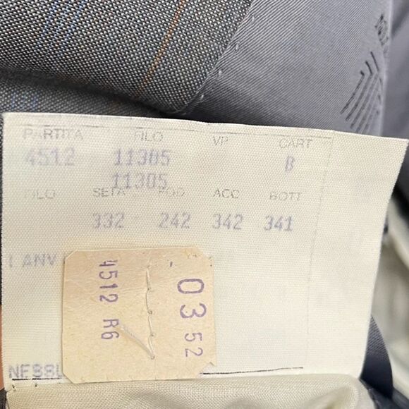 LANVIN Wool Gray Blue Copper PinStripe Button Front Blazer Jacket 44R - Picture 12 of 13